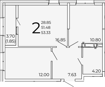 Планировка — FRAME, 2-комн., 51 м²