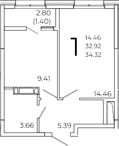 Планировка — FRAME, 1-комн., 33 м²