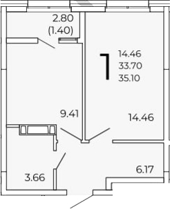 Планировка — FRAME, 1-комн., 34 м²