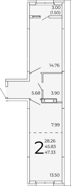 Планировка — FRAME, 2-комн., 46 м²