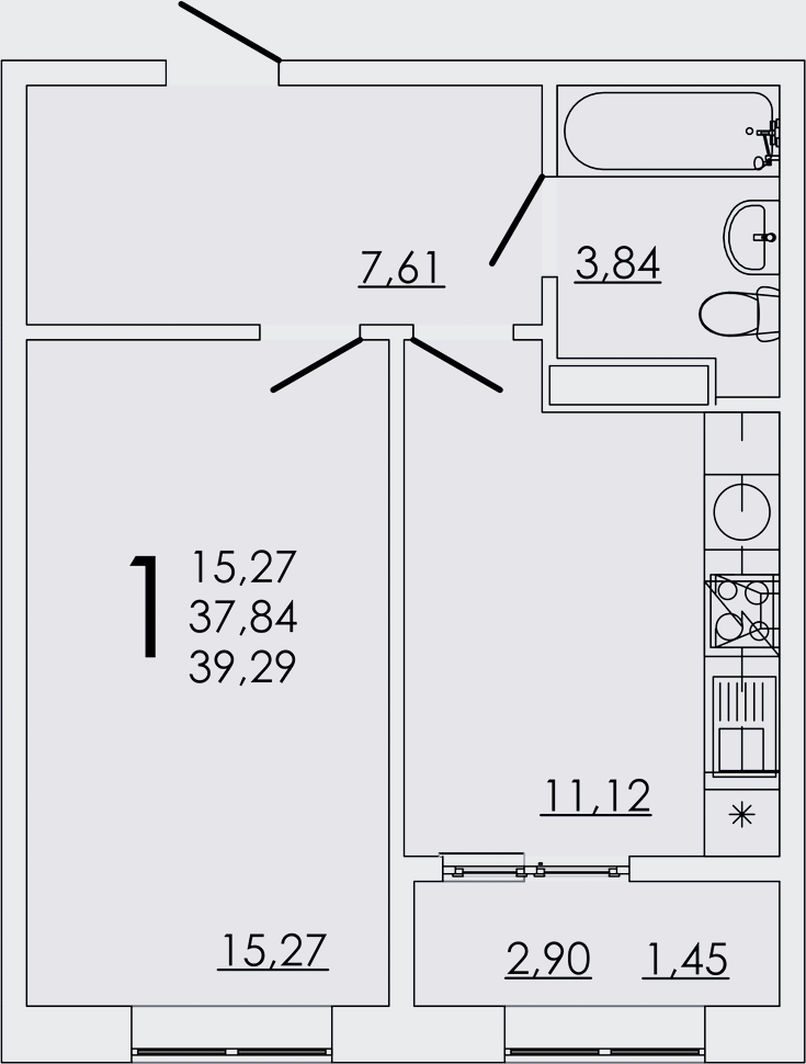 Планировка — FRAME, 1-комн., 38 м²