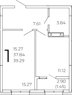 Планировка — FRAME, 1-комн., 38 м²