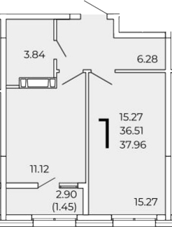 Планировка — FRAME, 1-комн., 37 м²