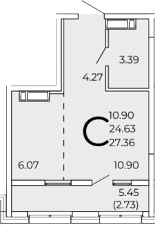 Планировка — FRAME, Студия, 25 м²