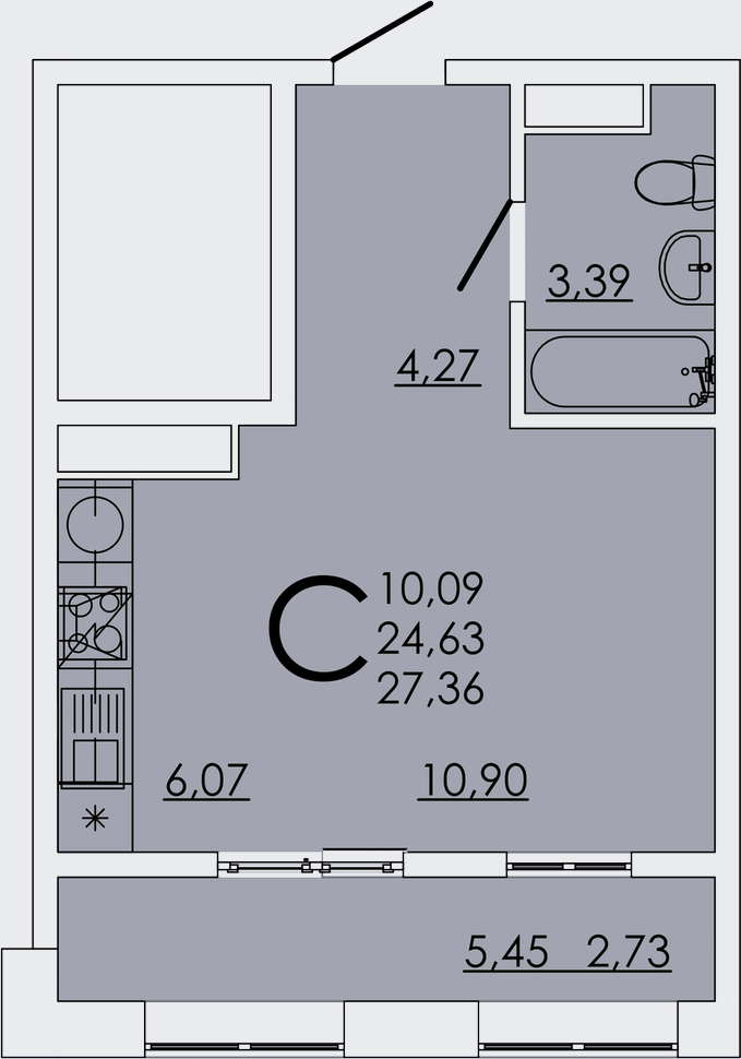 Планировка — FRAME, Студия, 25 м²