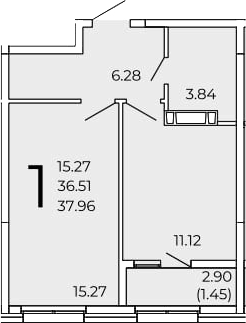 Планировка — FRAME, 1-комн., 37 м²