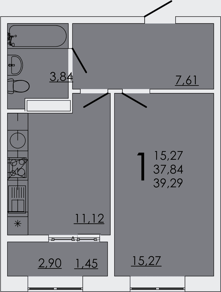 Планировка — FRAME, 1-комн., 38 м²