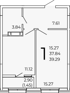 Планировка — FRAME, 1-комн., 38 м²