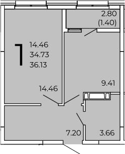 Планировка — FRAME, 1-комн., 35 м²