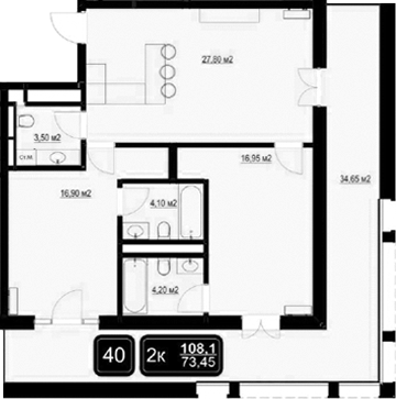 Планировка — ГК Кайрос, 3-комн., 73 м²