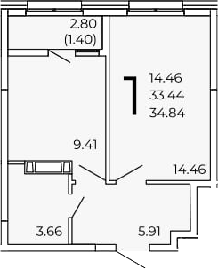 Планировка — FRAME, 1-комн., 33 м²