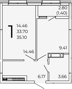 Планировка — FRAME, 1-комн., 34 м²