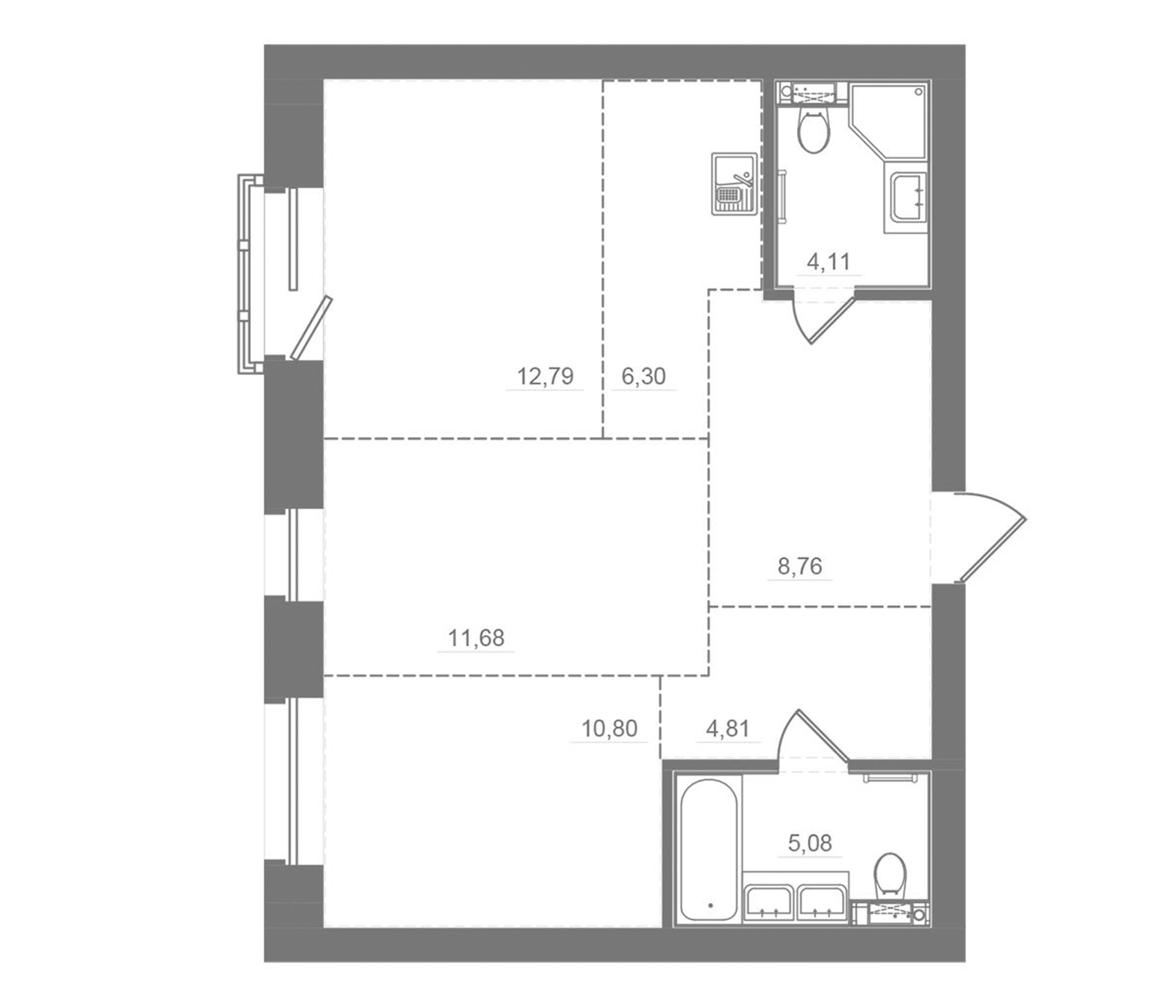 Планировка — Спектр, 3-комн., 64 м²