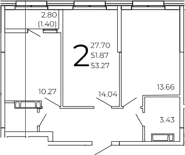 Планировка — FRAME, 2-комн., 52 м²