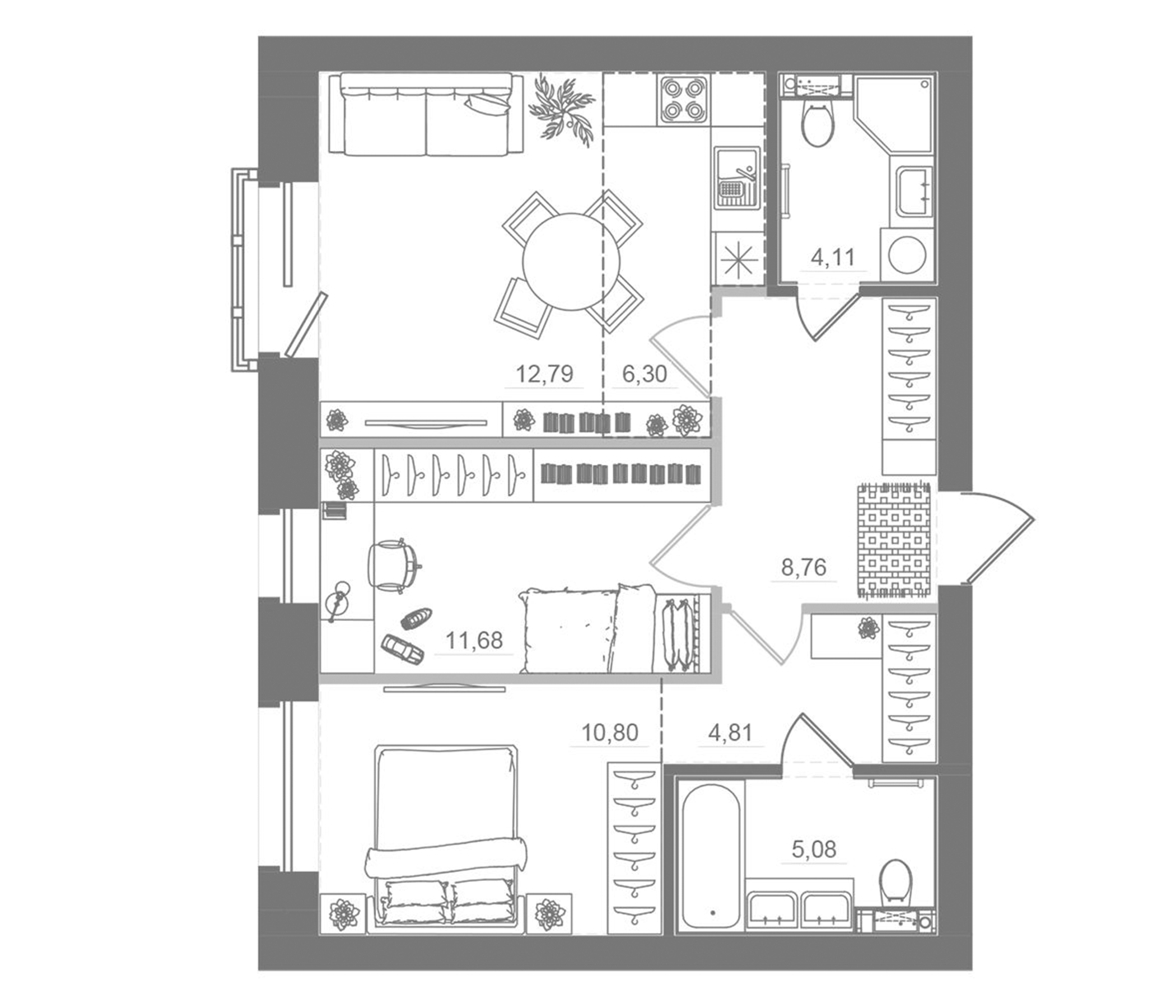 Планировка — Спектр, 3-комн., 64 м²