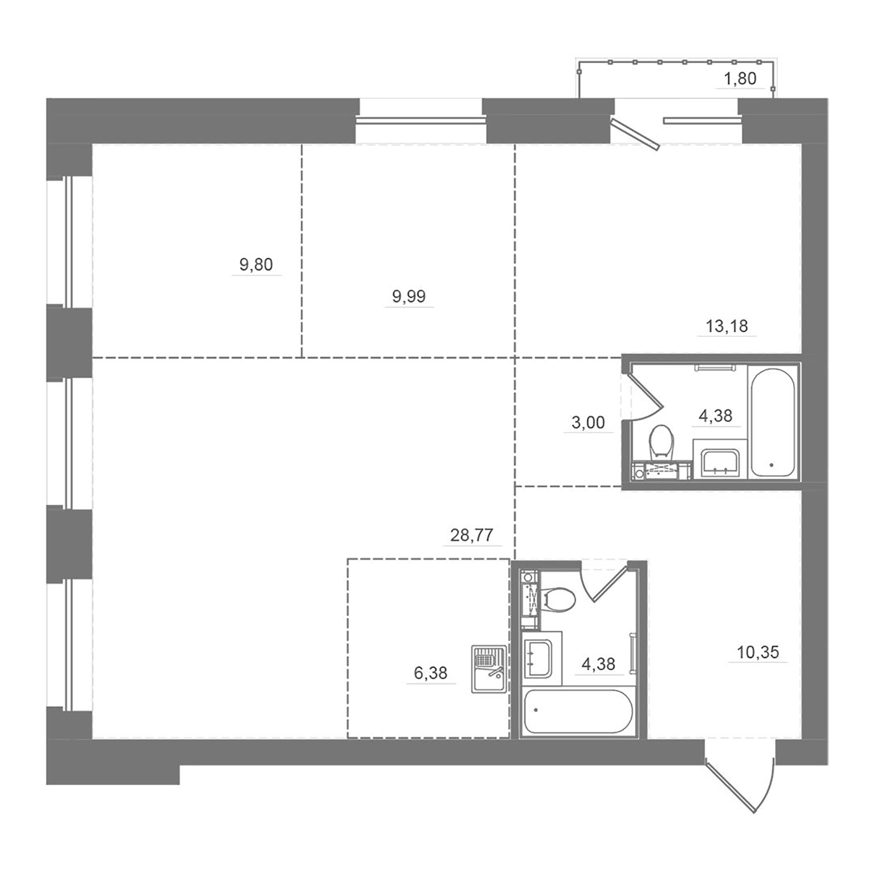 Планировка — Спектр, 4-комн., 89 м²