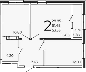 Планировка — FRAME, 2-комн., 51 м²