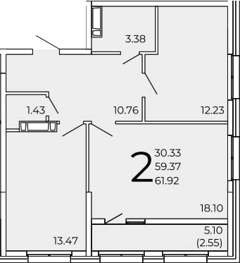 Планировка — FRAME, 2-комн., 59 м²