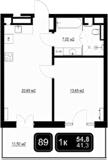 Планировка — ГК Кайрос, 2-комн., 41 м²