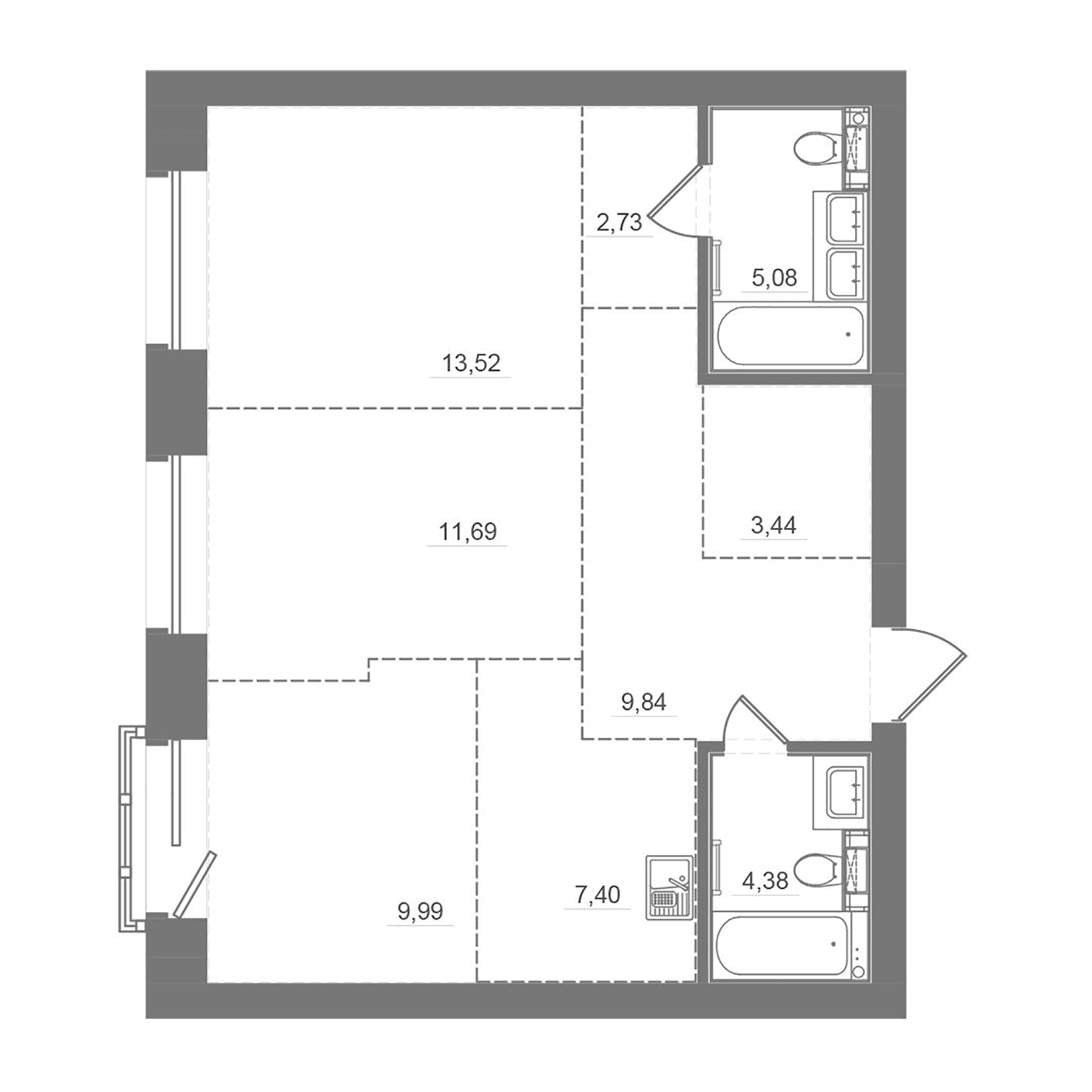 Планировка — Спектр, 3-комн., 67 м²