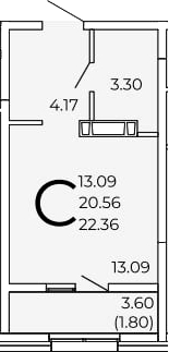 Планировка — FRAME, Студия, 21 м²