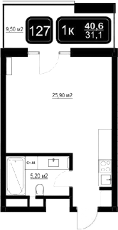 Планировка — ГК Кайрос, Студия, 31 м²