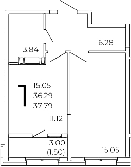 Планировка — FRAME, 1-комн., 36 м²