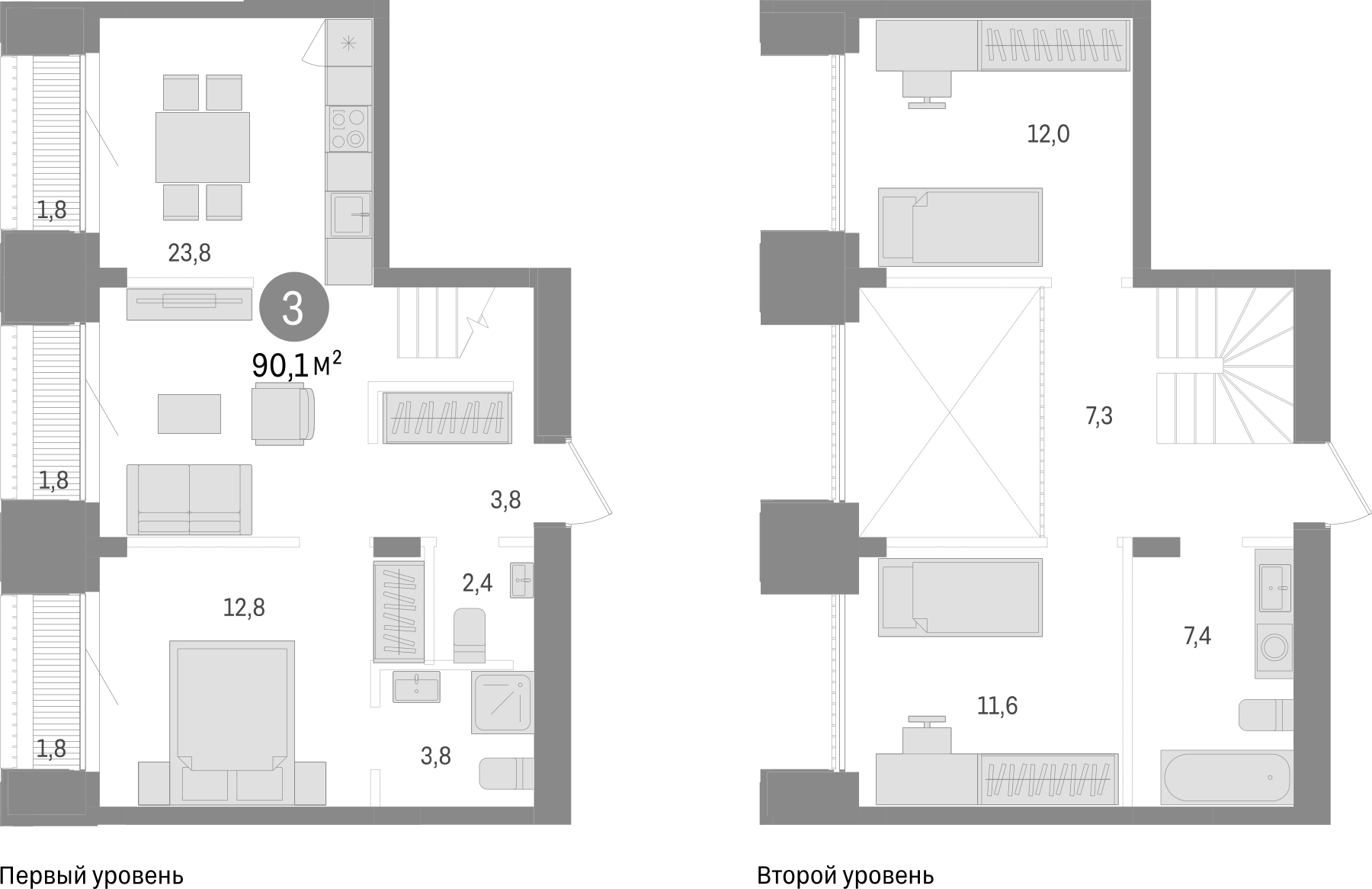 Планировка — Авиатор, 4-комн., 85 м²