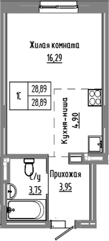 Планировка — Базилик, Студия, 29 м²