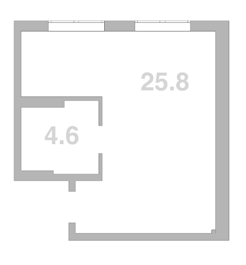 Планировка — Жемчужина Мысхако, 1-комн., 30 м²