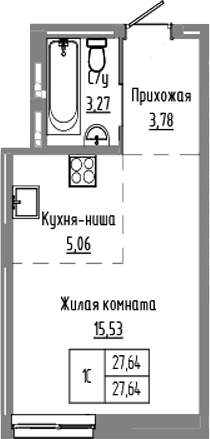 Планировка — Базилик, Студия, 28 м²