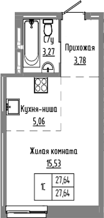 Планировка — Базилик, Студия, 28 м²