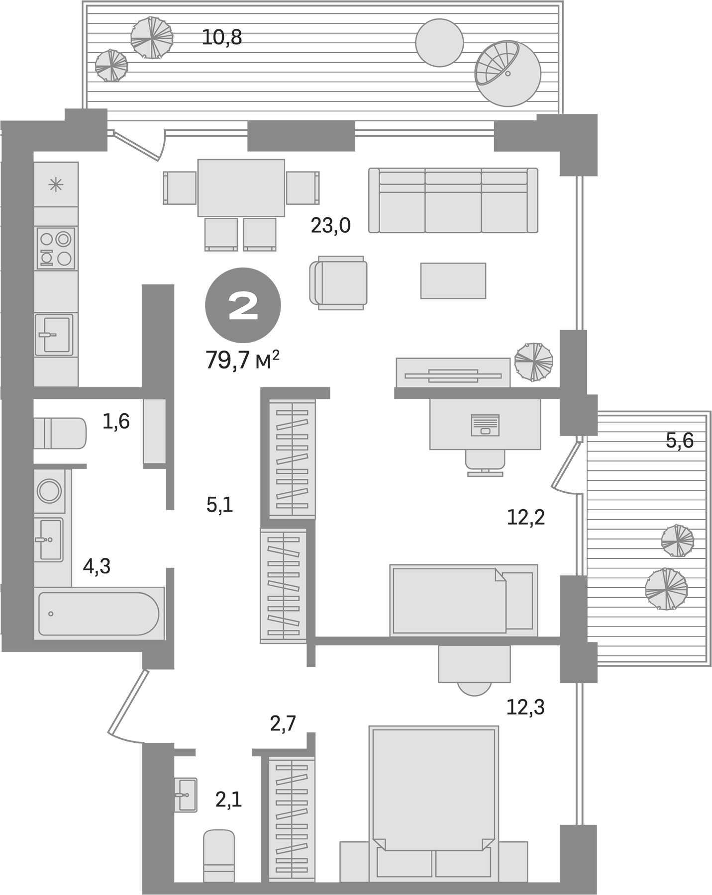 Планировка — Пшеница, 3-комн., 63 м²
