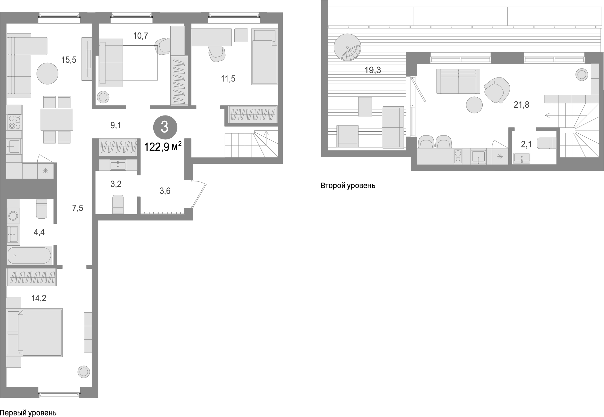 Планировка — Пшеница, 4-комн., 104 м²