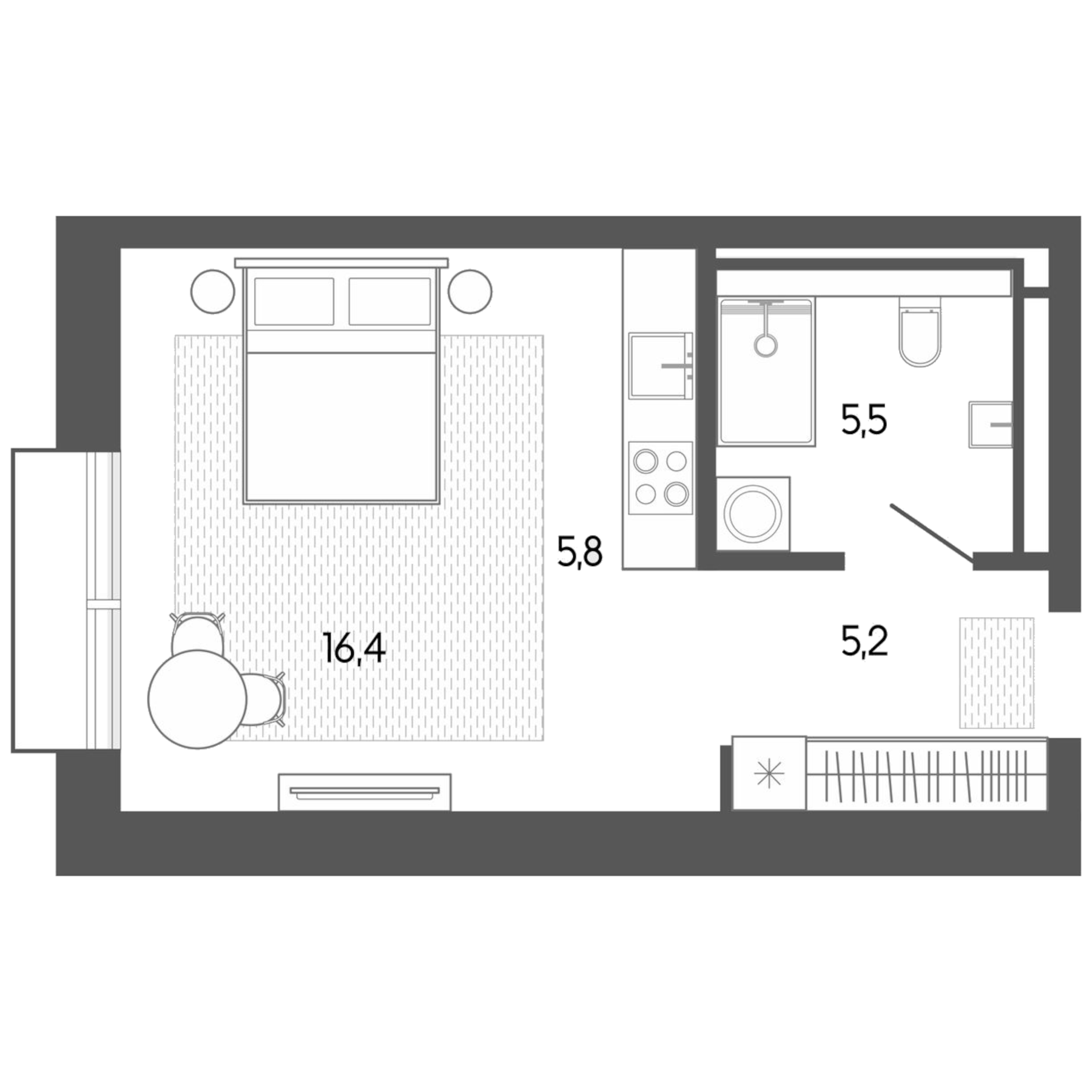 Планировка — Карлуу. Карлушка, Студия, 33 м²