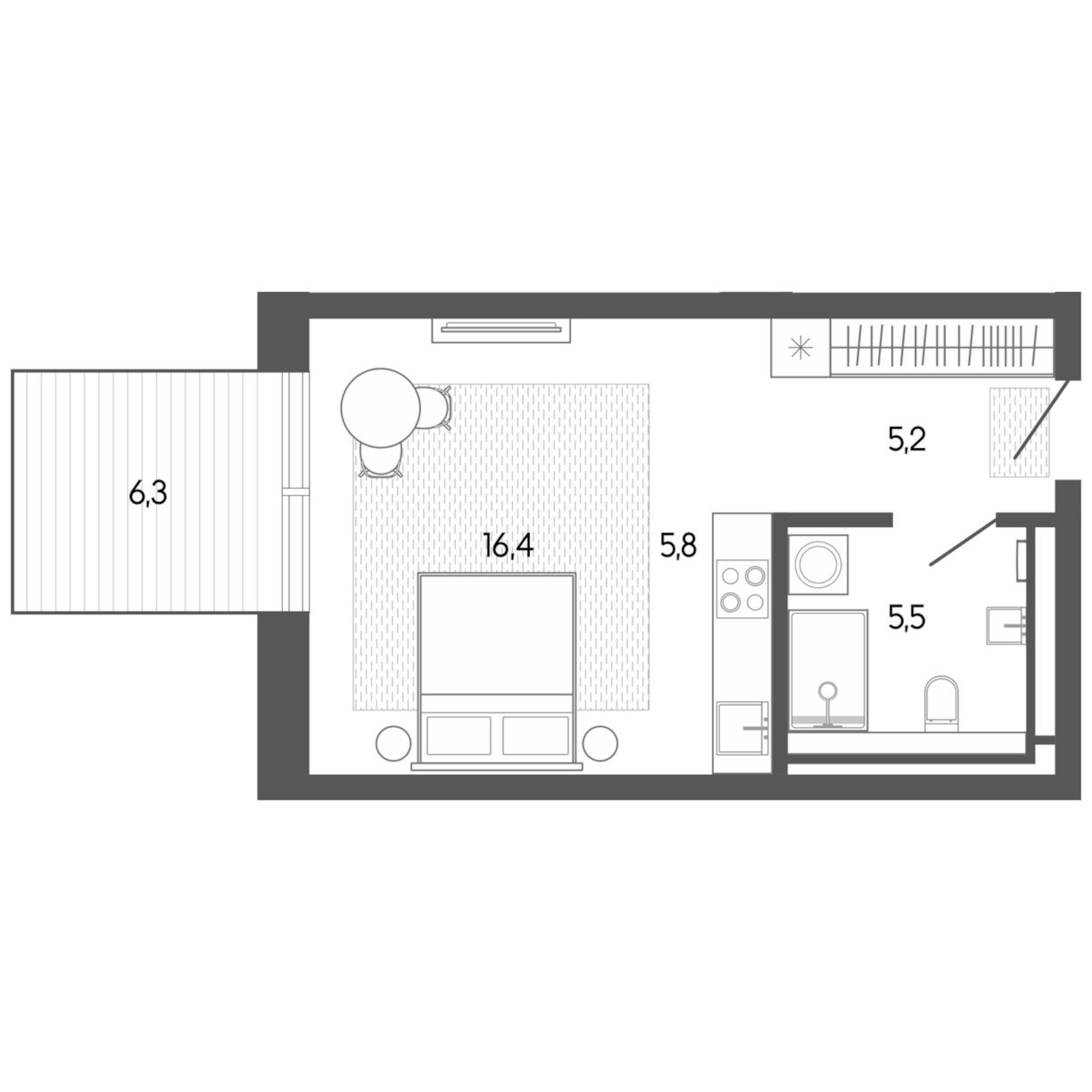 Планировка — Карлуу. Карлушка, Студия, 33 м²