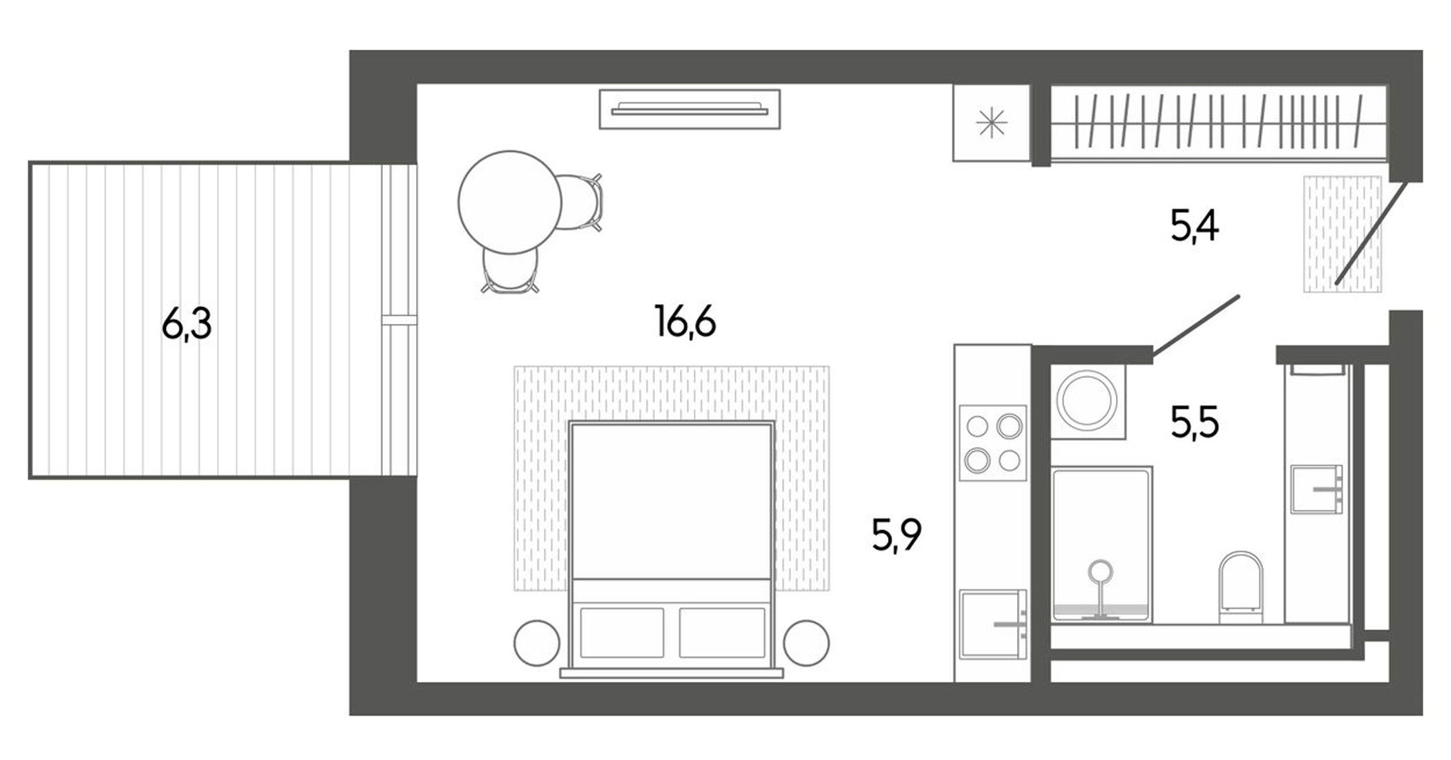 Планировка — Карлуу. Карлушка, Студия, 34 м²