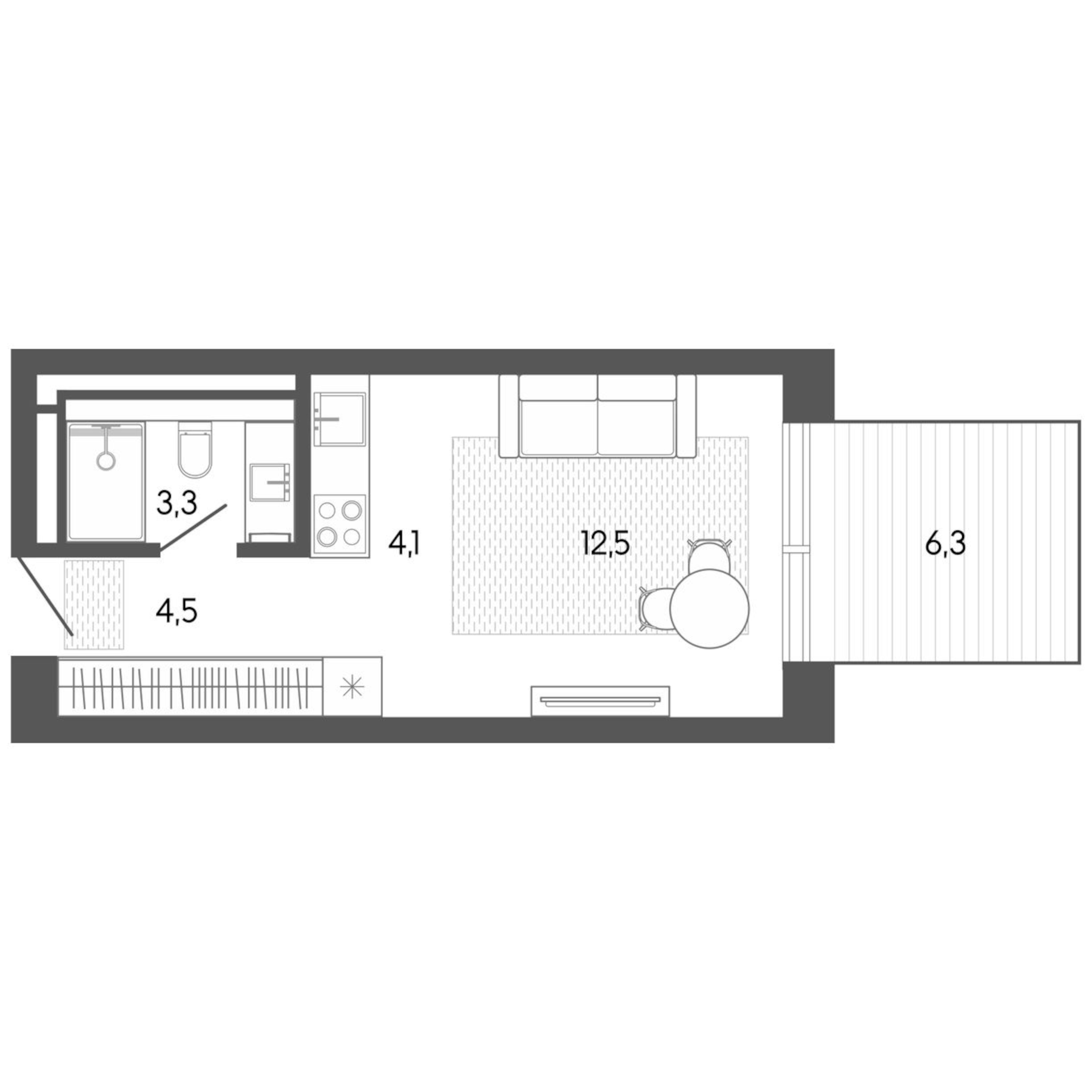 Планировка — Карлуу. Карлушка, Студия, 25 м²