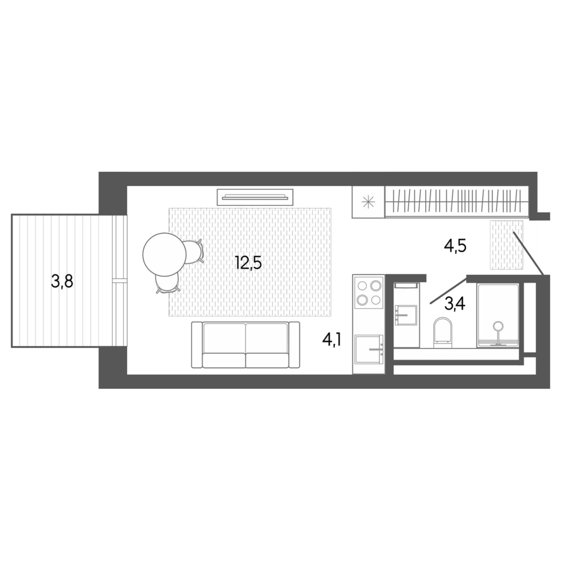 Планировка — Карлуу. Карлушка, Студия, 25 м²