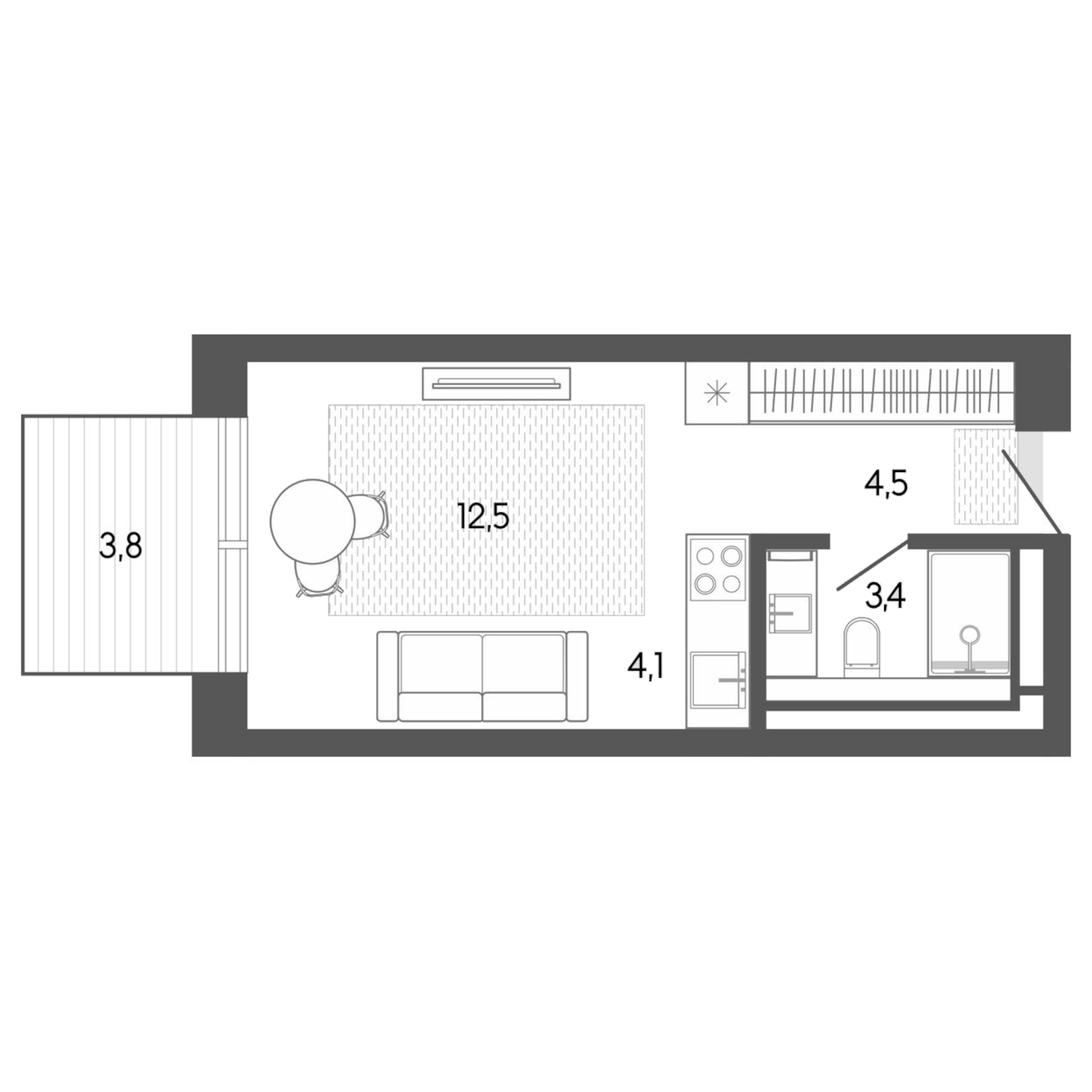 Планировка — Карлуу. Карлушка, Студия, 25 м²