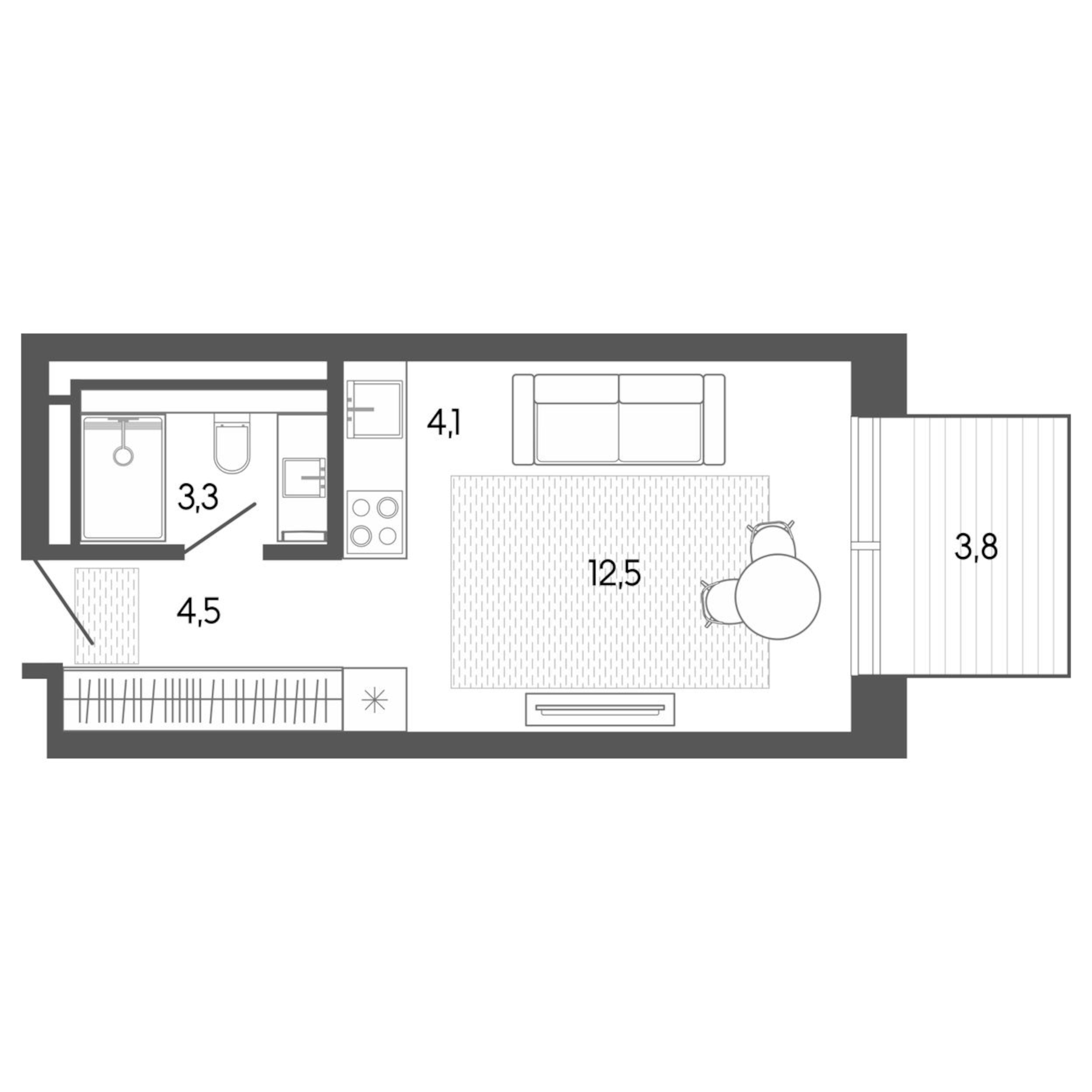 Планировка — Карлуу. Карлушка, Студия, 22 м²