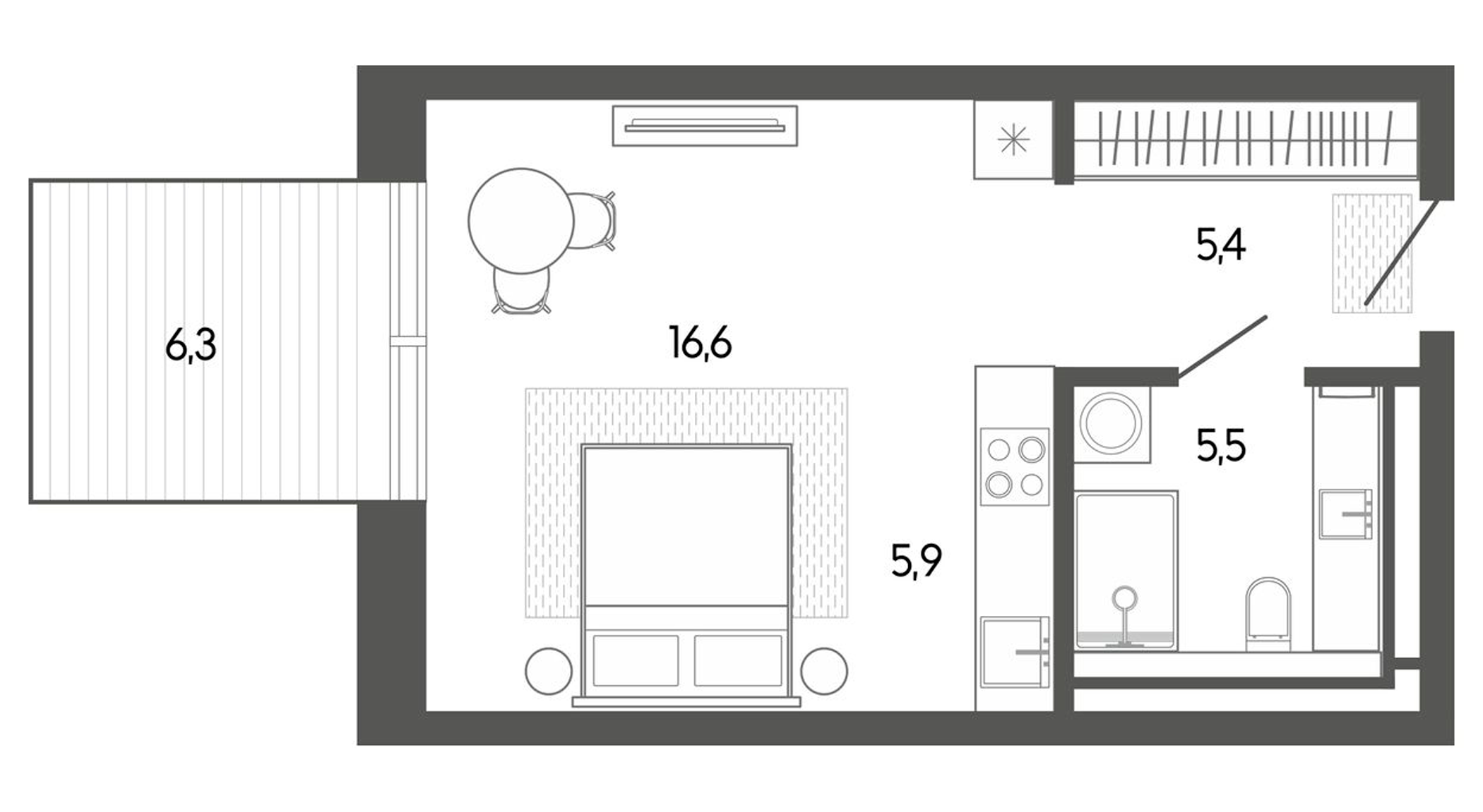Планировка — Карлуу. Карлушка, Студия, 34 м²