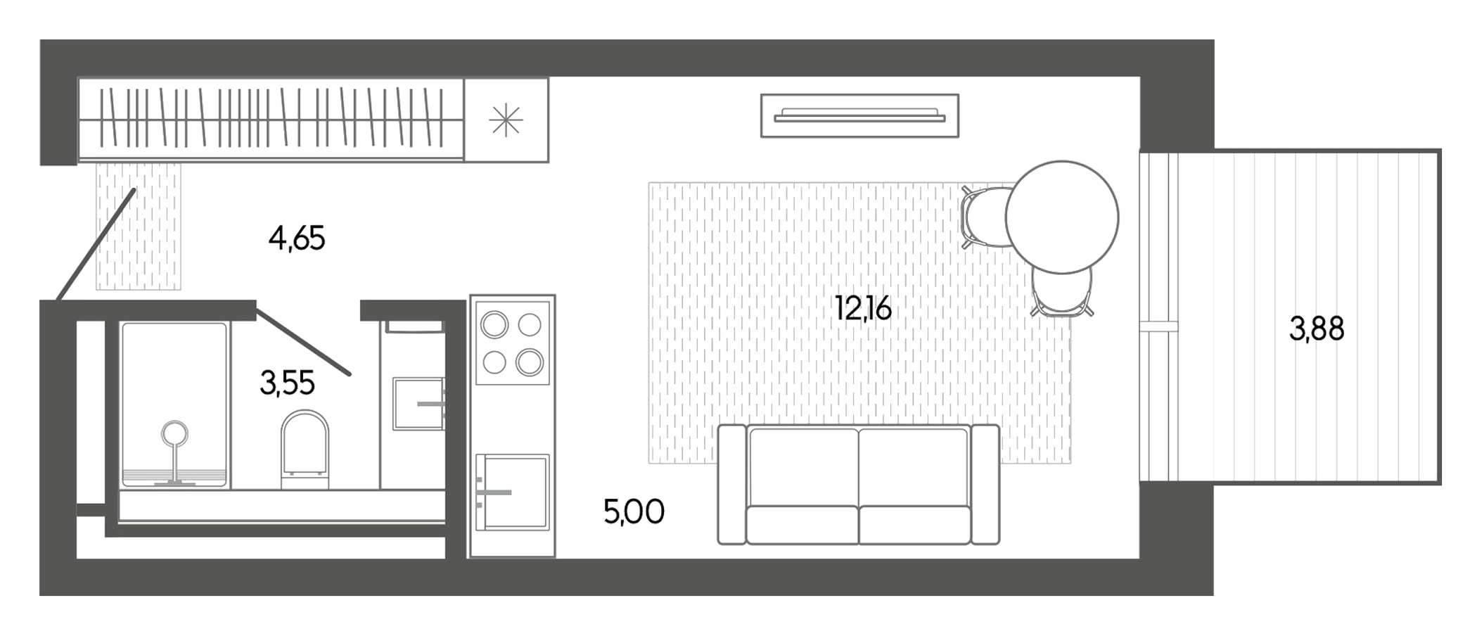 Планировка — Карлуу. Карлушка, Студия, 25 м²