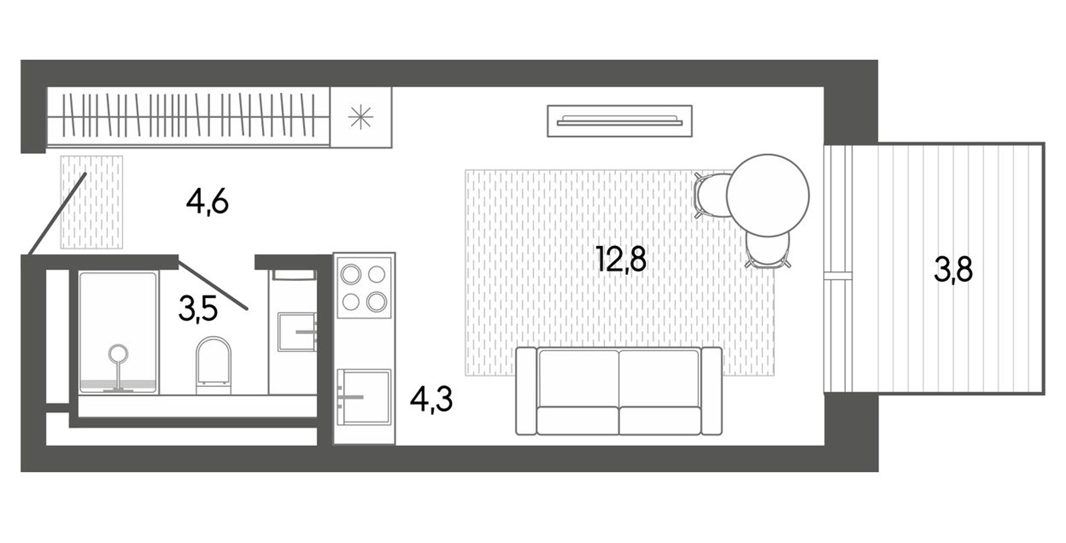 Планировка — Карлуу. Карлушка, Студия, 25 м²