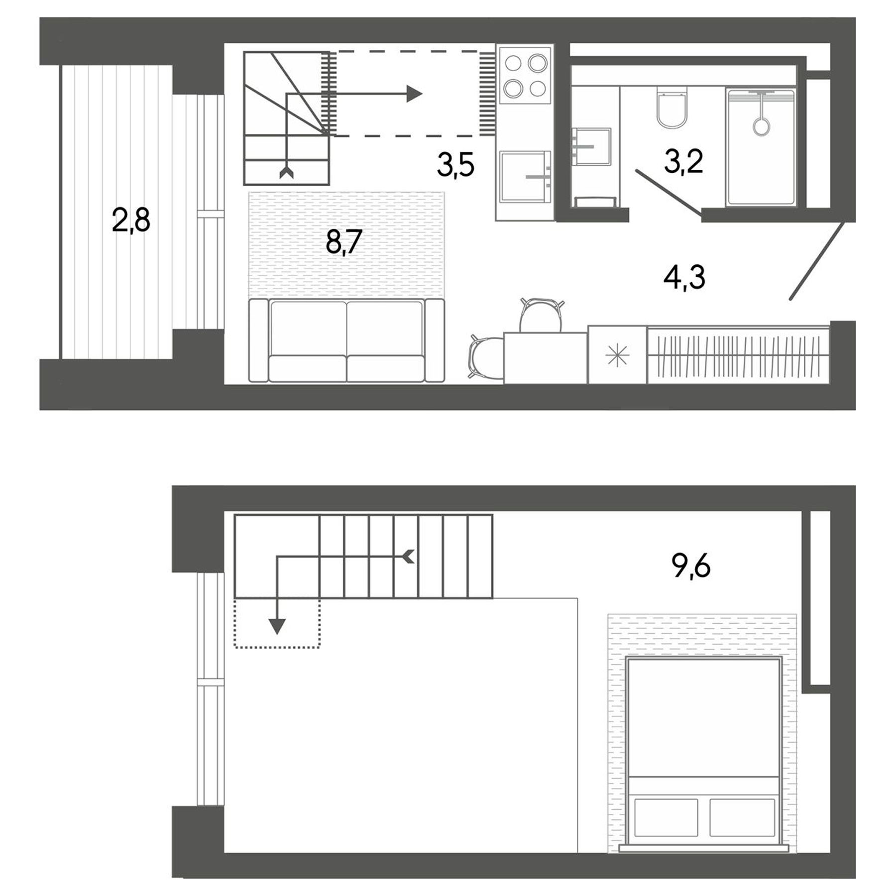 Планировка — Карлуу. Карлушка, Студия, 29 м²