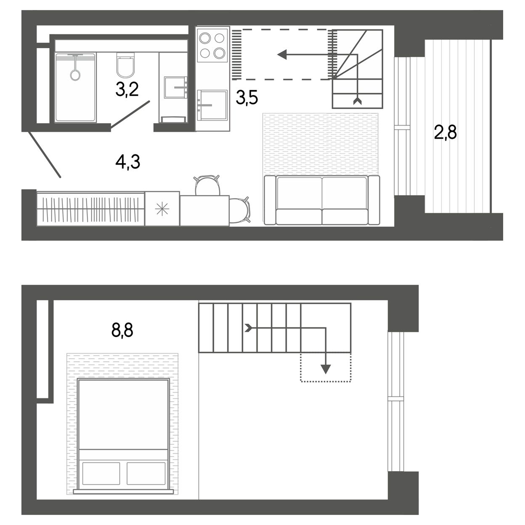 Планировка — Карлуу. Карлушка, Студия, 29 м²