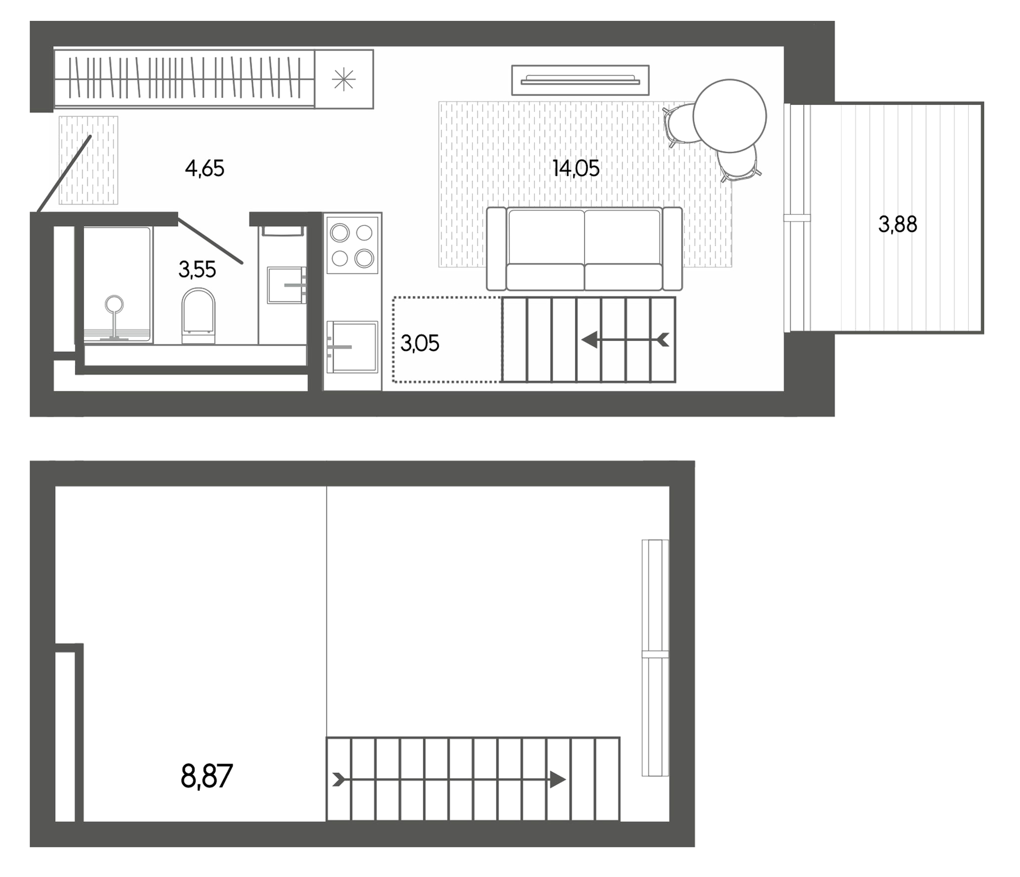 Планировка — Карлуу. Карлушка, Студия, 34 м²