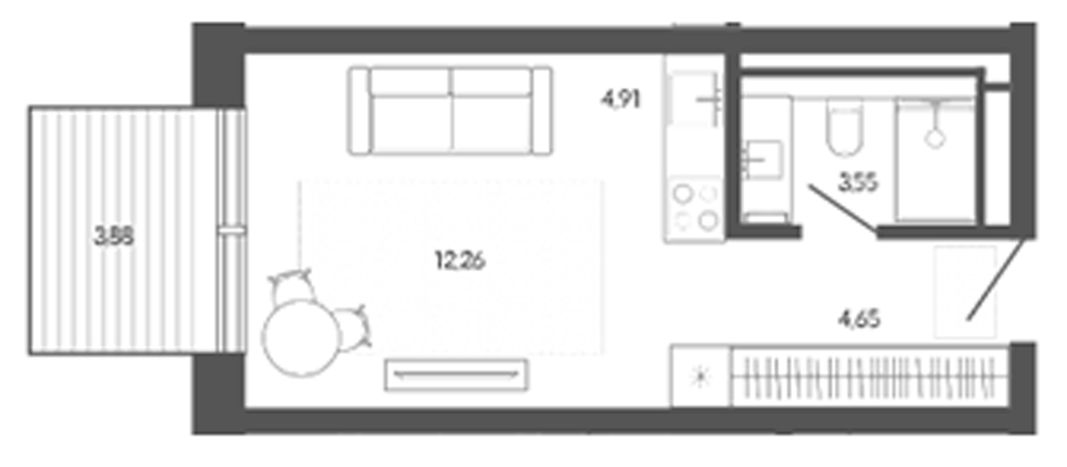 Планировка — Карлуу. Карлушка, Студия, 25 м²