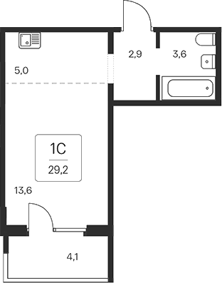 Планировка — Квартал на Игарской, Студия, 25 м²