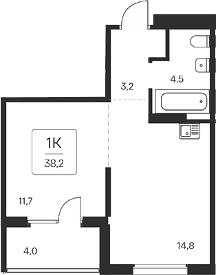 Планировка — Квартал на Игарской, 1-комн., 34 м²